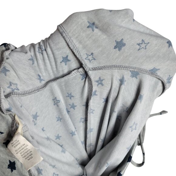Lucky Brand 2 Piece Pajama Set Blue Gray Small Short Sleeve Top Long Pants Stars - Picture 7 of 10